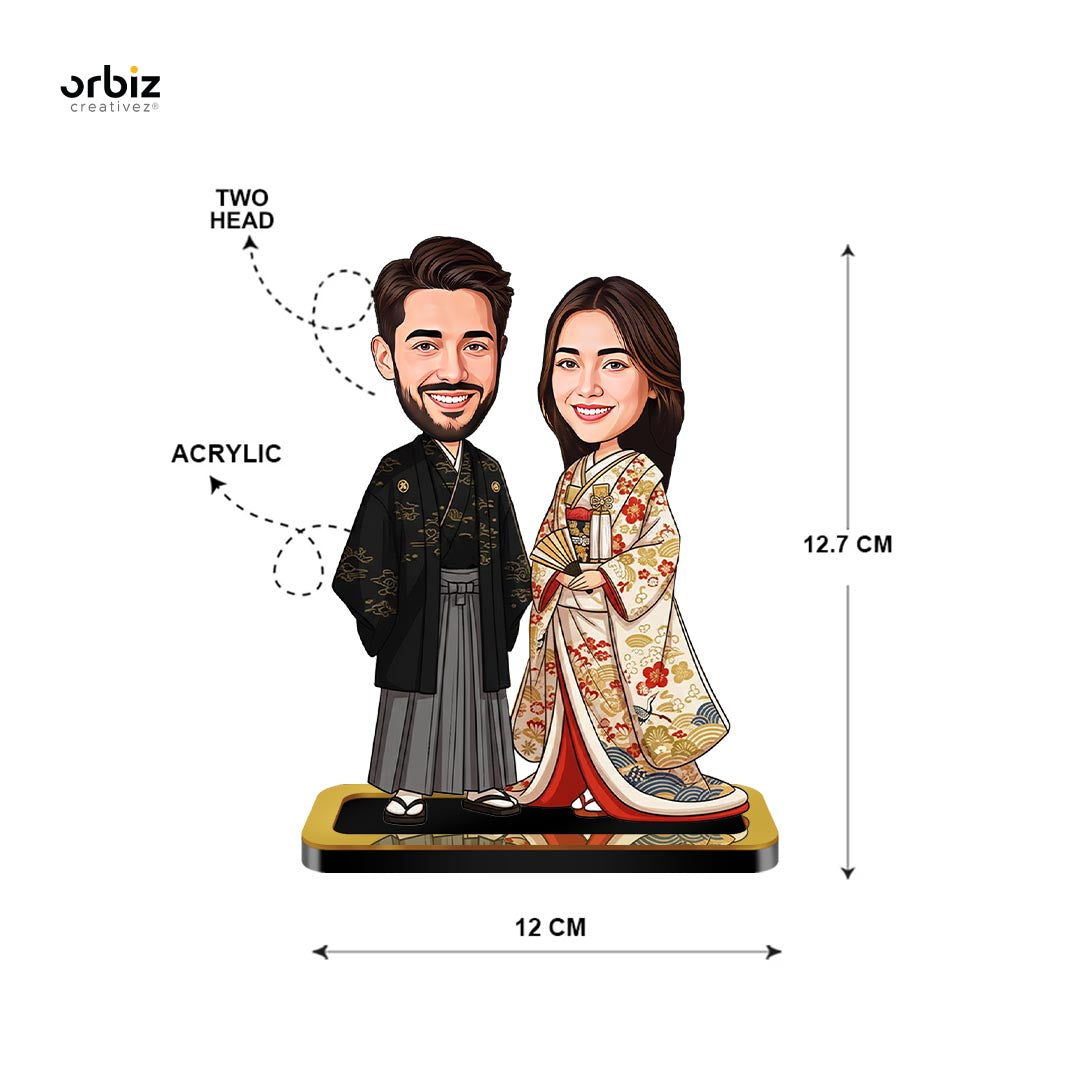 Personalized Mini Me : Japanese Traditional Couple Wedding Caricature