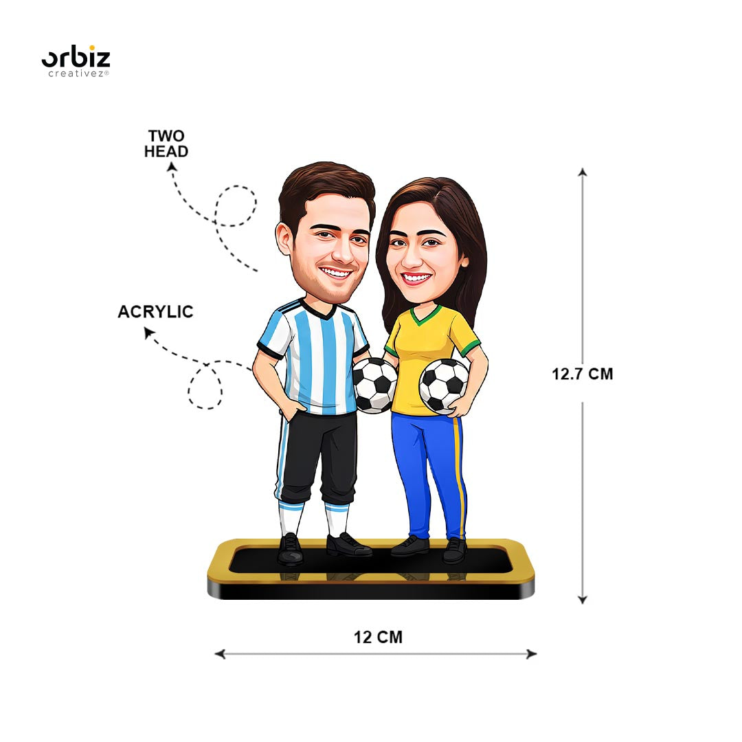 Personalized Mini Me : Football Theme Couple Caricature