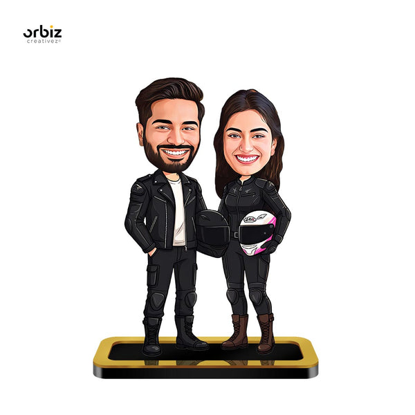 Personalized Mini Me: Rider Couple Caricature