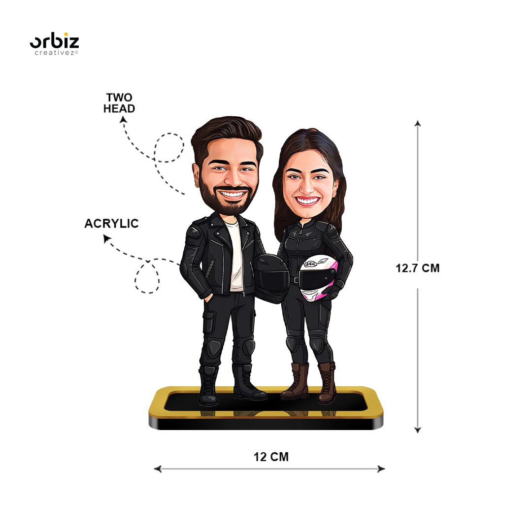 Personalized Mini Me: Rider Couple Caricature