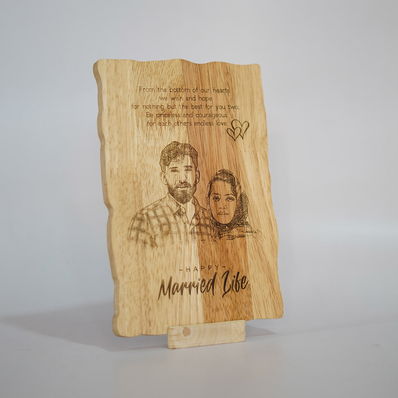 Wedding wooden engraved photo frame 