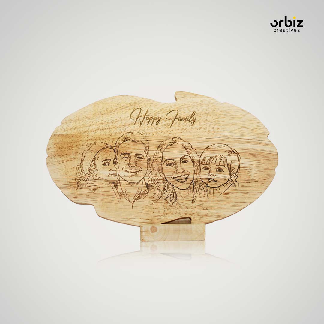 engraved wooden photo frame for family