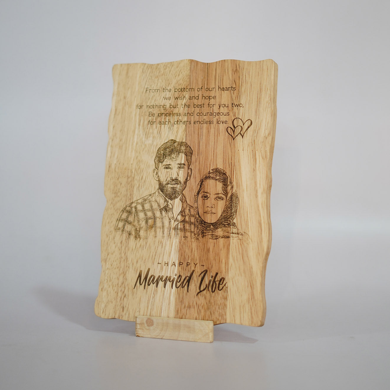 engraved wooden photo frame for wedding