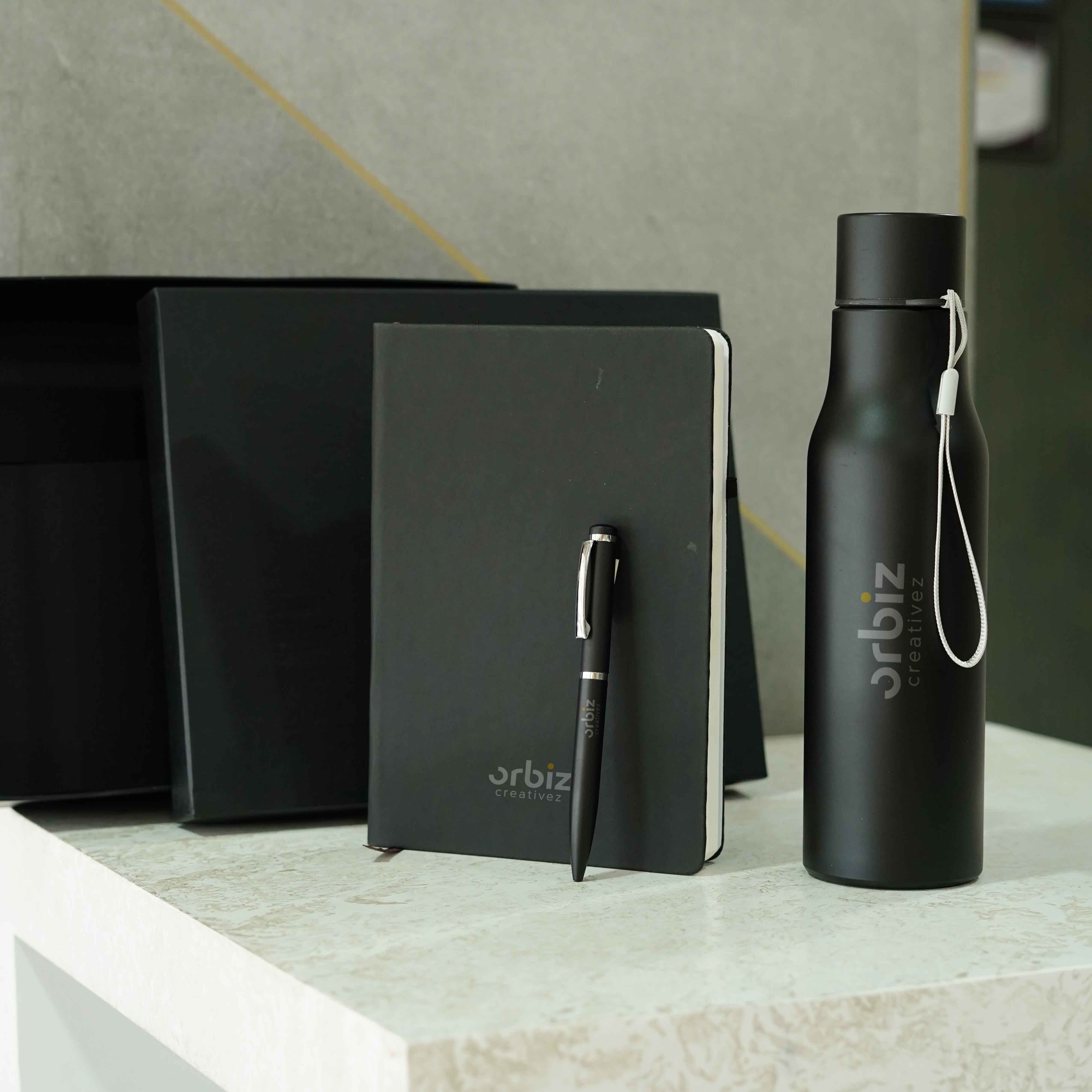 Corporate Gift Combo/ Water bottle, Pen,Notepad - Orbiz Creativez