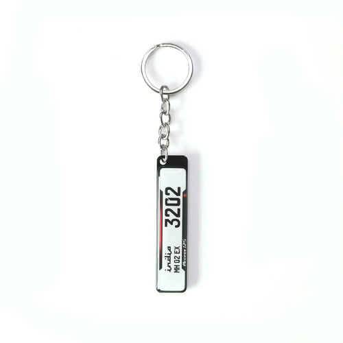 Number Plate Keychain, Slim White With Large Digits