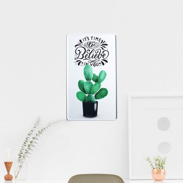 Personalised Aluminium Fun Plate, Believe In You Cactus