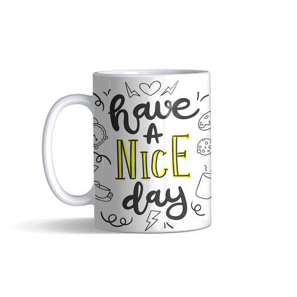 White Ceramic Printed Mug