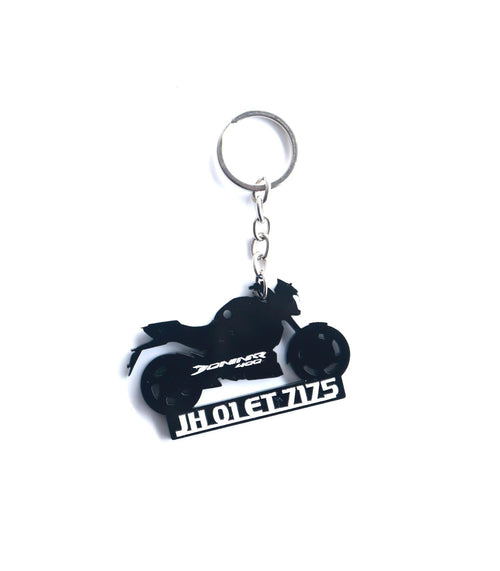 Customised Bike Keychain, Black Cutout With Number