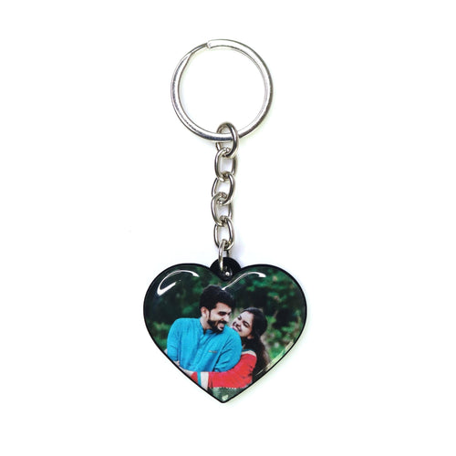 Couple Photo Keychain, Personalised Heart 1.8 x 1.5 Inch