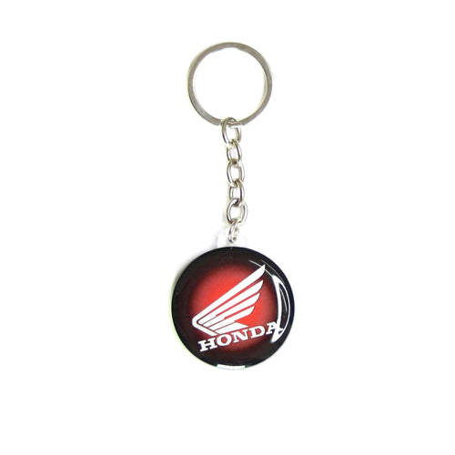 Honda Logo Keychain, Red And Black Round Wing Design