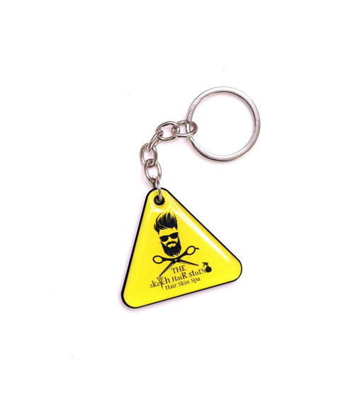 Customised Keychain, Yellow Triangle With Logo