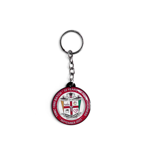 Customised Keychain, Round Crest With Maroon Ring