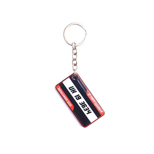 Number Plate Keychain, Red And Black Carbon Look