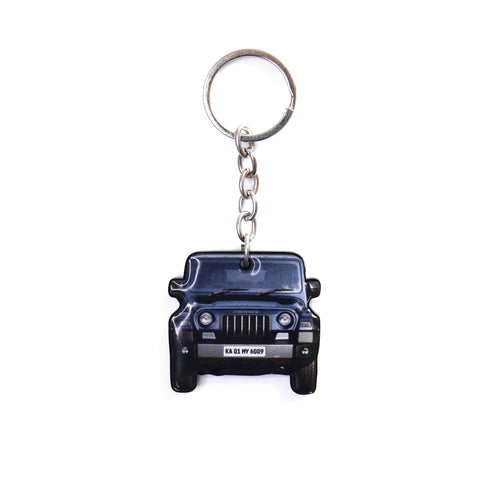 Customised Car Shape Keychain, Dark Blue Off Road SUV Front