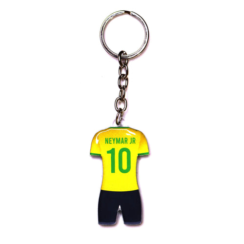 Neymar Jersey Keychain, Number 10 Yellow With Dark Shorts