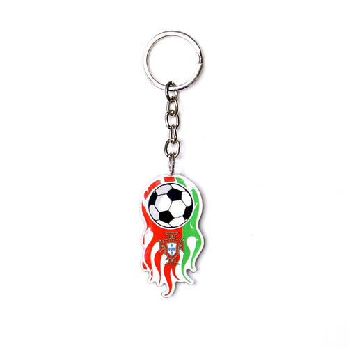 Portugal Keychain, Football And Flames With Crest
