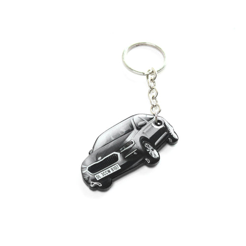 Customised Car Shape Keychain, Grey SUV Angled Front View