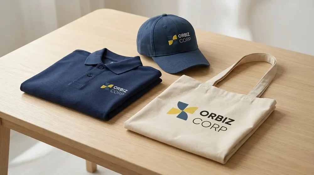 Branded cap, tee and tote