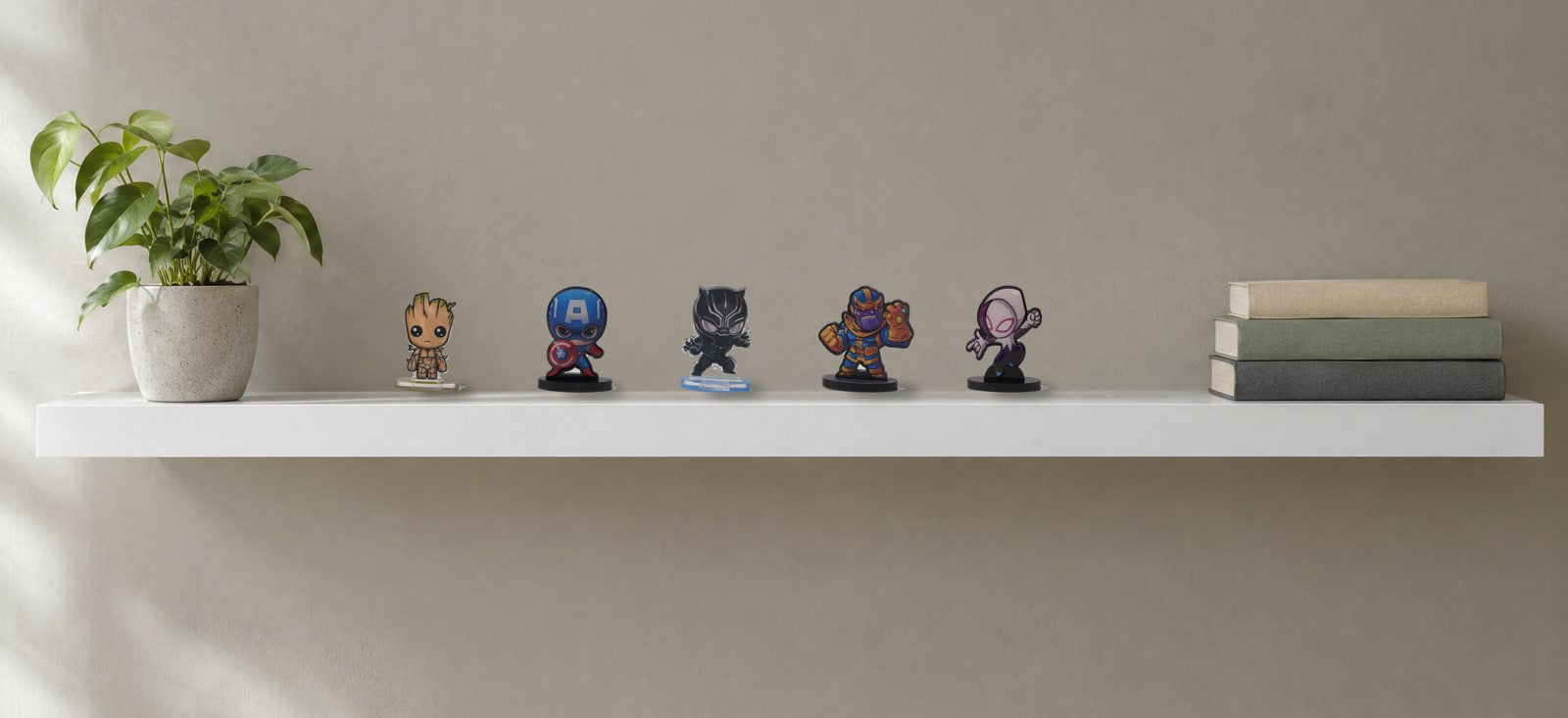 Desk Buddies: on a shelf