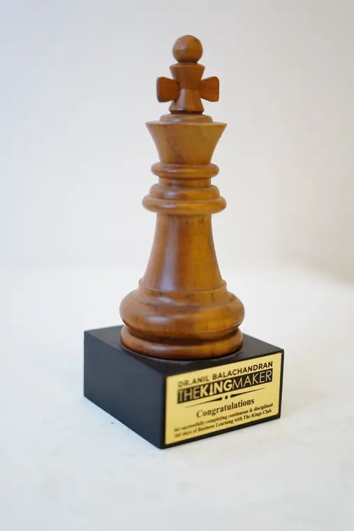 Wooden chess king trophy