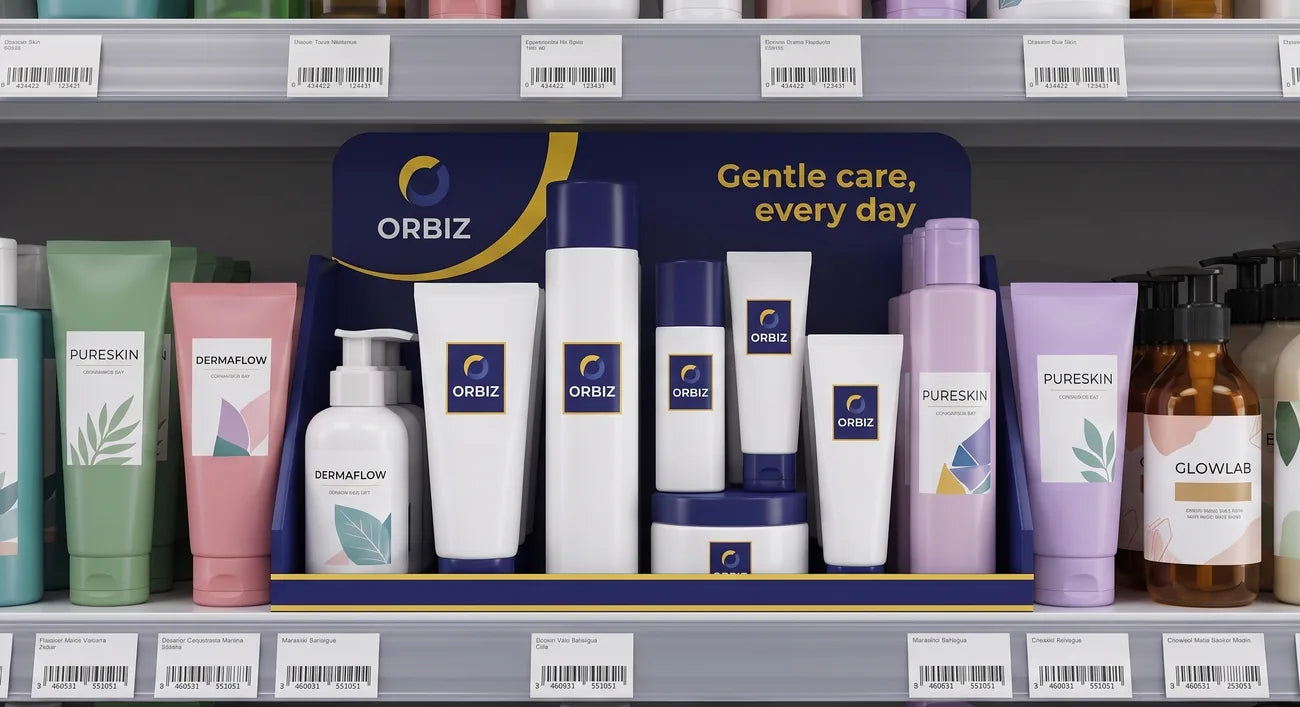 The same shelf with one brand in a printed shelf display