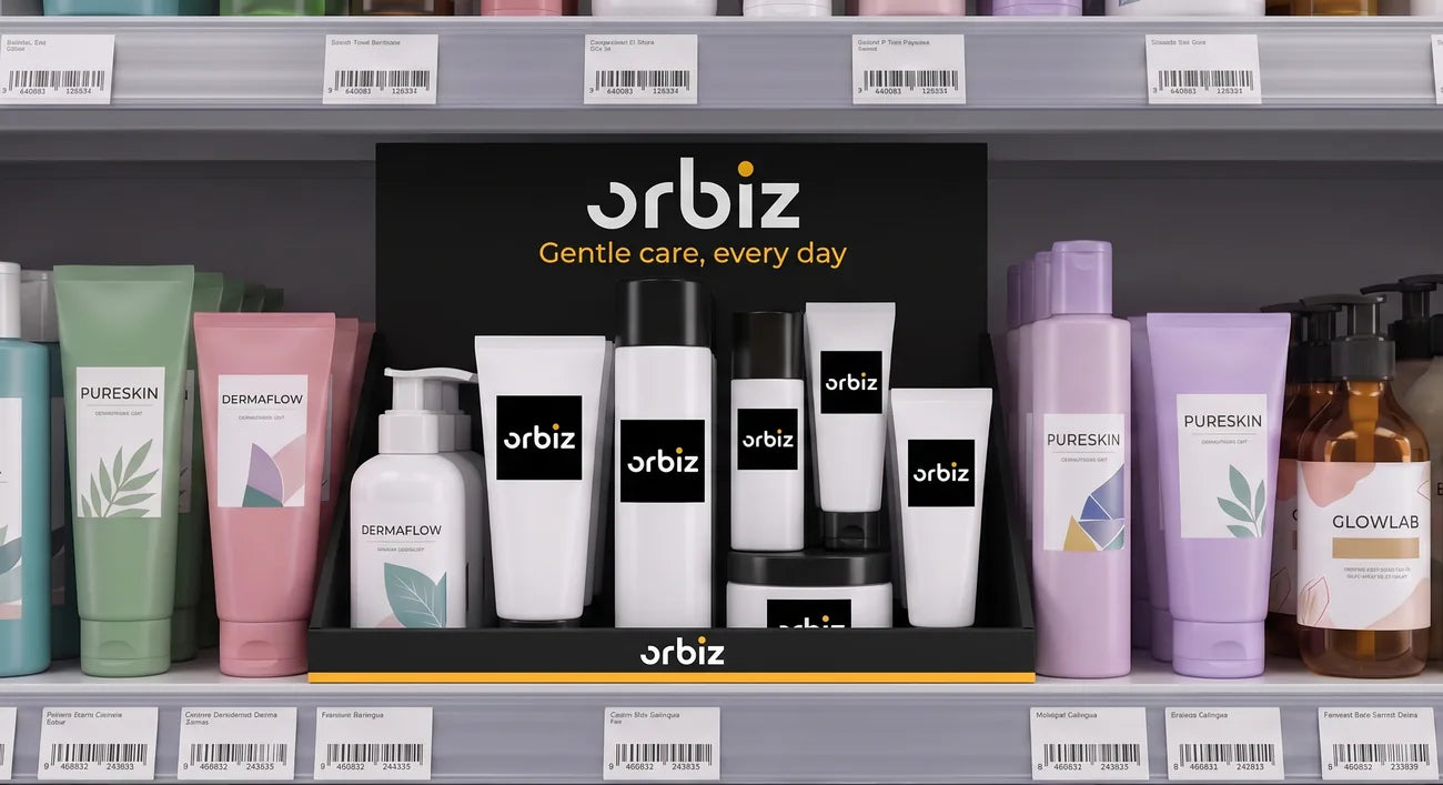 The same shelf with one brand in a printed shelf display